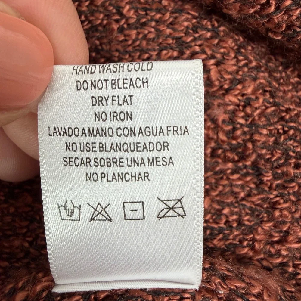 Love Tree‎ Womens Rust Brown Boucle Knit V-Neck Oversized Sweater Medium 9338WE